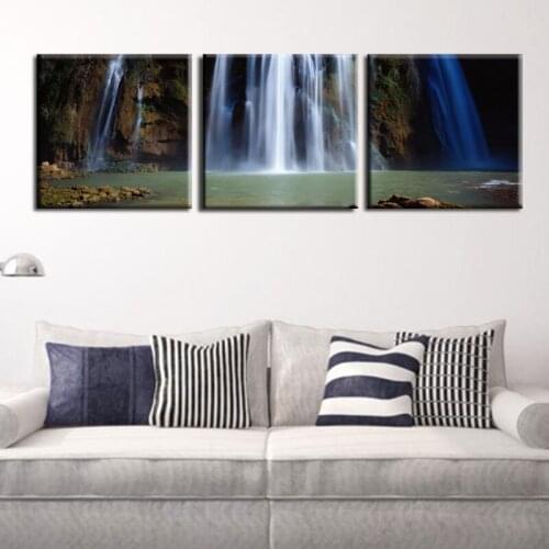 3 Pcs no frame waterfall definition pictures canvas prints Home Decoration living room Wall modular painting Print cuadros