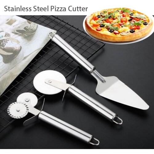 3 Patterns Stainless Steel Pizza Cutter Pastry Pasta Dough Crimper Kitchen Double Roller Pizza Knife Cutter Pizza Cooking Tools