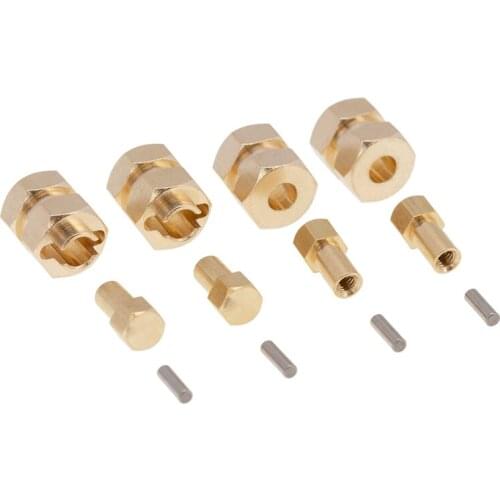 4Pcs 4mm Widen Brass Wheel Hex Extended Adapter Upgrade Parts for 1/24 RC Crawler Axial SCX24 90081 AXI00002 Accessories