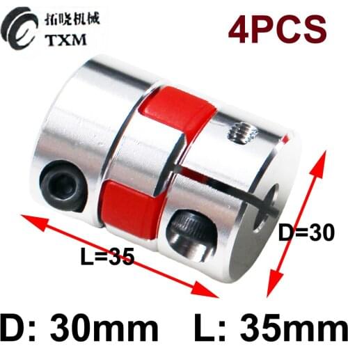 4pcs D30 L35 CNC motor 5, 6, 6.35,1/4, 7,8,9,9.525,10,12,12.7,1/2,14, 15, 16 mm Jaw spider Shaft Coupler Flexible Coupling