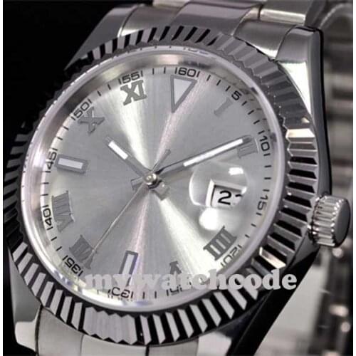 40mm parnis white dial sapphire glass automatic ss mens wrist watch P188