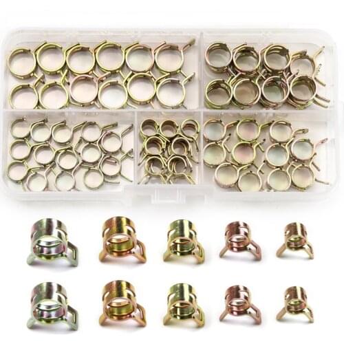 75 PCS 6mm/7mm/8mm/9mm/10mm Zinc Plated Fastener Spring Hose Pipe Clamp Air Water Tube Clip Clamp Assorted Kit