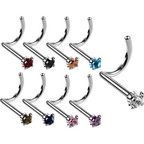 9pcs/lot 20G Steel Crystal Nose Piercings Ear Piercing Nariz Tiny Earrings Piercing Pour Nez Nose Rings Body Jewelry Piercing
