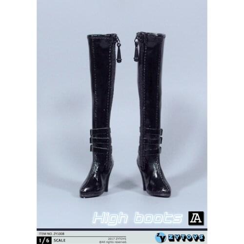 Mnotht 1:6 Scale Figure Accessory High Heels Long Boots Hollow Shoes Black/White/Red Color for 12 inches Action Figure Body Toy