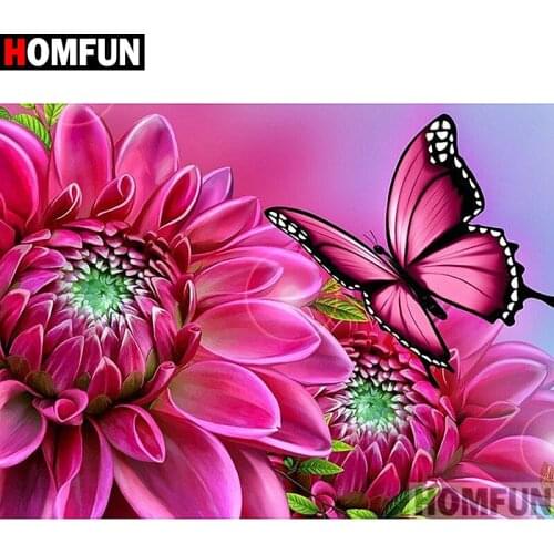 HOMFUN Full Square/Round Drill 5D DIY Diamond Painting "Flower butterfly" Embroidery Cross Stitch 5D Home Decor A07075