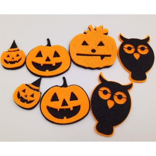 30pcs/lot Non Woven Fabric Felt Pumpkin Appliques Kawaii Patches for DIY, Halloween Decor,wall decor
