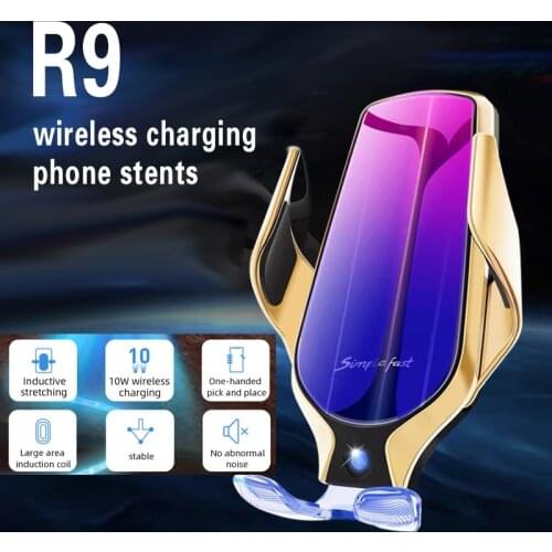 R9 Automatic Clamping 10W Car Wireless Charger For iPhone Xs Huawei LG Infrared Induction Qi Wireless Charger Car Phone Holder