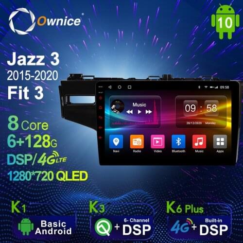 Ownice 6G+128G Android 10.0 Car Multimedia Radio Player for Honda Jazz 3 2015 - 2020 Fit 3 Auto video Head Unit 4G LTE SPDIF