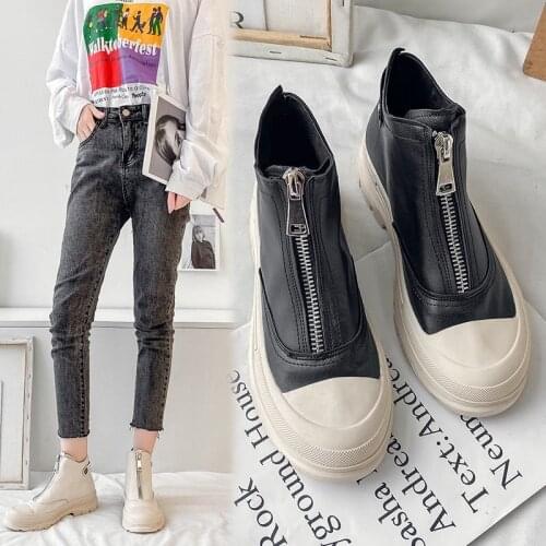 Fashion Autumn Ankle Boots Women Shoes Woman Chunky Sneakers Winter Boots Patchwork Leather High Heels Thick Sole Platform Shoes