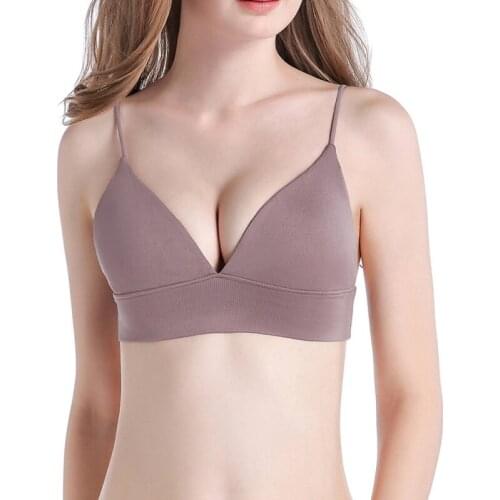 Women Paded Bra Ladies Soft Stretchy Thin Straps Multicolored Wire Free Bra Tops S M L