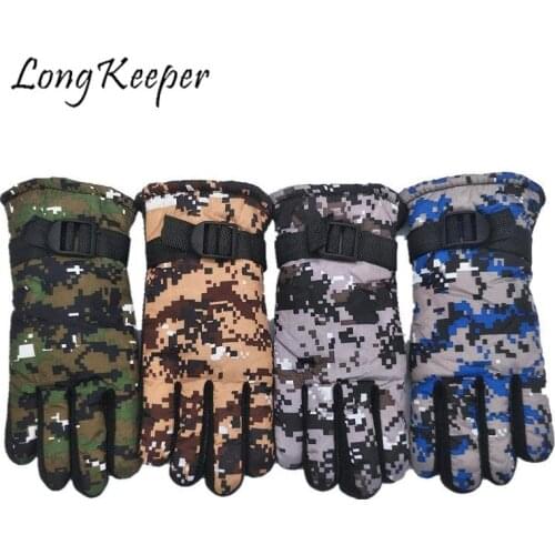 Kids Mittens Children Winter Warm Gloves Boys Girls Outdoor Sports Windproof Glove Camouflage Adjustable Thick Ski Mitts Guantes