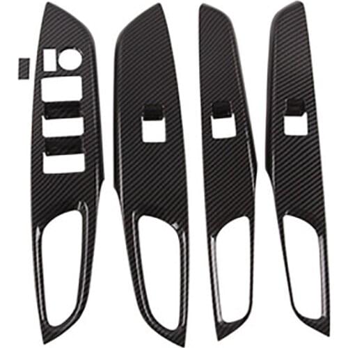 For Toyota Vios 2019 2020 Car Carbon Fibre Door Window Glass Lift Control Switch Panel Cover Trim Accessories