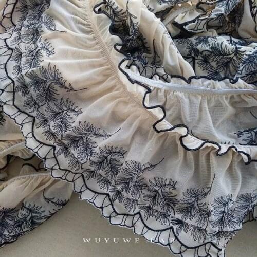 2meters Apricot Blue Embroidery Elastic Stretch Lace Trim Band Ruffle DIY Sewing Accessories Trimmings Material Craft Supplies