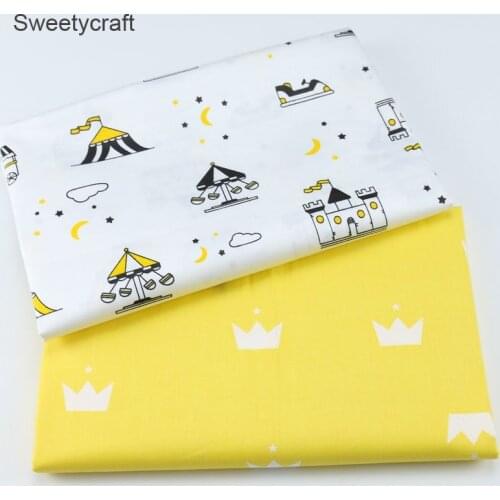 160*50cm Castle Print Cotton Fabric tela algodon patchwork baumwolle stoff for DIY sewing kids bedding sets material accessories