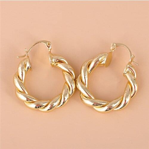JUJIA Vintage Simple Round Earrings Gold Korean Metal Earring Statement Jewelry Accessories For Women Brincos