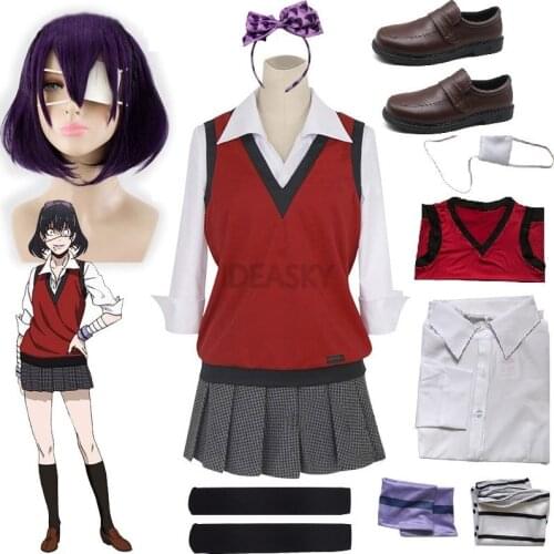 Anime Kakegurui Compulsive Gambler Midari Ikishima Cosplay Costume Japanese School Uniform Vest Dress Women Halloween JK Uniform