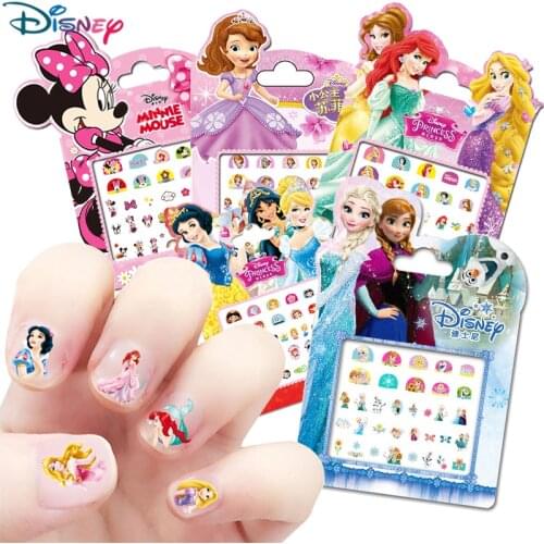 Disney Frozen Mickey Minnie Kids Makeup Nail Stickers Toys Princess Elsa Anna Snow White Sophia Cartoon Action Figure Dolls Gift