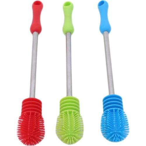 New Silicone Brush bottle clean Multifunctional Long Handle Cleaning Rotary Long Handle Scrubbing Baby Milk Bottle Brush Cleaner