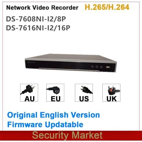 Original Hikvision Internation Version Embedded Plug & Play 4K NVR POE 8CH and 16CH DS-7608NI-I2/8P DS-7616NI-I2/16P H.265/H.264
