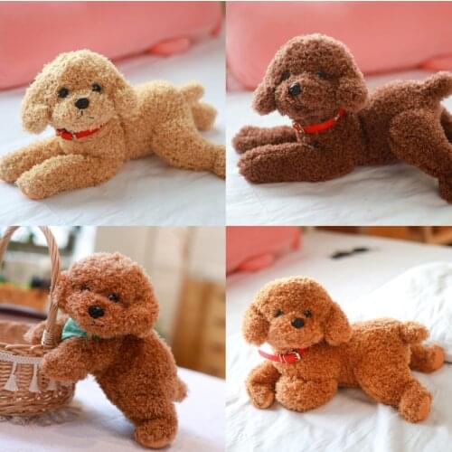 Realistic Plush Teddy Dog Doll Simulation Dog Stuffed Animal Toys For Pet Lovers Soft Simulation Model Toys For Kids Gifts