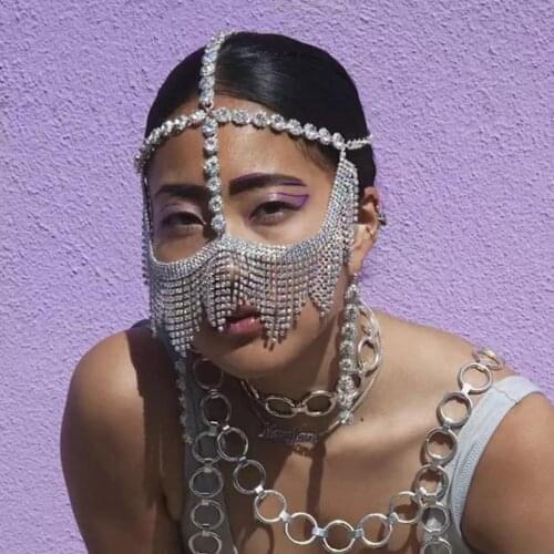 Luxury Bling Rhinestone Tassel Face Mask Chain for Face Women Men Cute Kawaii Party Wedding Designer Sexy Face Mask Fashion