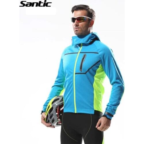 Santic Autumn Winter Cycling Fleece Jacket Thermal Windproof Road Mountain Bicycle Bike Jacket Windcoat Cycling Jacket Clothing