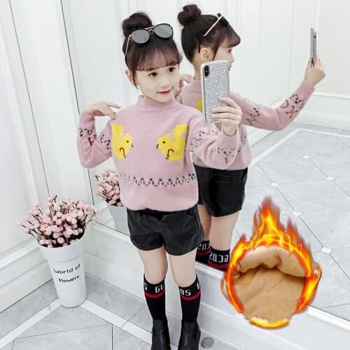 Girls Sweater Babys Coat Outwear 2021 Charming Thicken Warm Winter Autumn Knitting Scoop Jacket Formal School Childrens Clothi