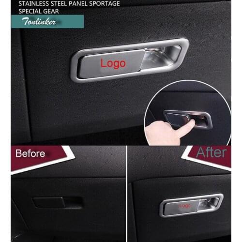 Tonlinker Interior Glove handle Cover Stickers For Kia Sportage 2016-17 KX5 Car styling 1 pcs ABS/stainless steel Cover sticker