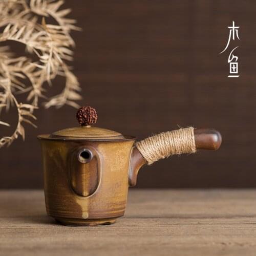 Japanese style household side handle teapot kiln change ceramic coarse pottery kungfu pottea maker filter teaware