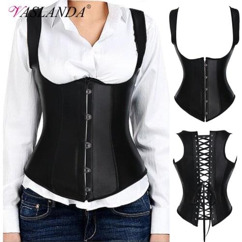 Women Underbust Corsets Vest Steel Boned Vintage Retro Corset Tops Lace Up Steampunk Gothic Bustier Waist Training Corselet Tank