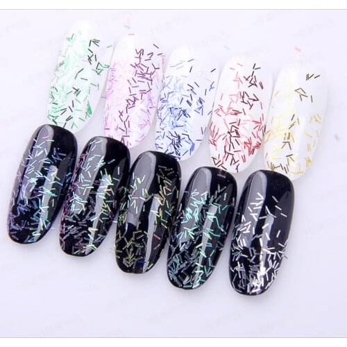 1x Pot Nail Art Colorful Strips Thread Wire Nail Particle Manicure Striping Art 12 Colors Glitter Line Tape Sticker
