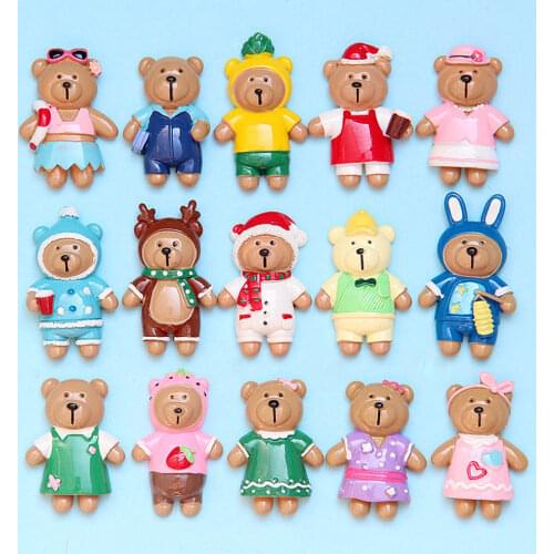 10pcs Cartoon Christmas Bear Resin Slime Toys Accessories Party Mobile Phone Case Hair Accessories Decoration Toys