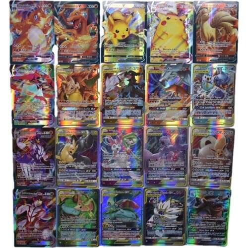 100PCS Pokemon French Cards V Vmax TAG Anime Pkemon Cards No Repeated Flash Version Charizard Game Battle Favorites Kids Toys