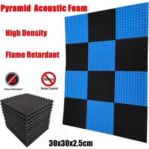 12PCS 30x30x2.5cm High Density Studio Acoustic Foam Flame Retardant Pyramid Soundproofing Protective Sponge Absorption Panel