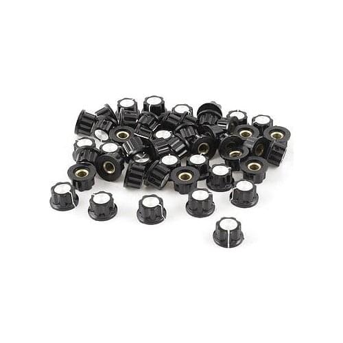50pcs 5mm Shaft Dia Potentiometer Pot Rotary Control Knobs Caps