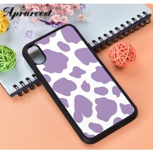 Aprarvest Cow Purple Stains White Background Silicone Phone Case Cover For iPhone 6 6S 7 8 PLUS X XS XR 11 12 MINI PRO MAX