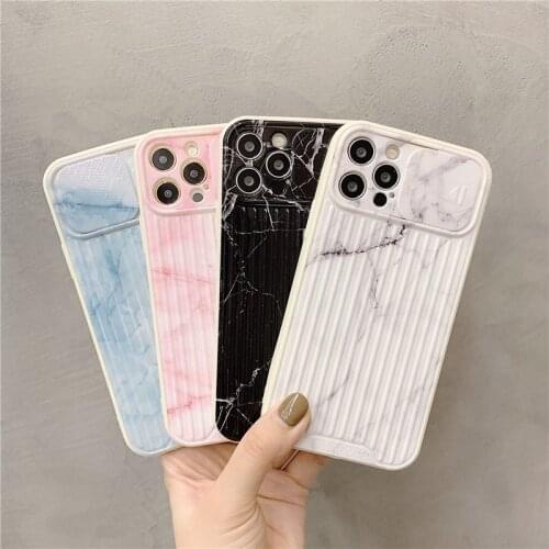 For iPhone 11 Case Marble Texture Slide Camera Protection Cases For iPhone 12 11 Pro Max XS Max X XR 7 8 Plus Soft TPU Cover