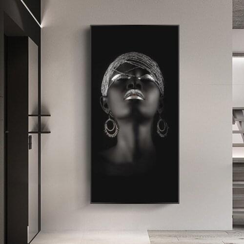 Black Woman With Silver JewelryCanvas Paintings Wall Art Pictures African Art Posters And Prints for Modern Home Decor