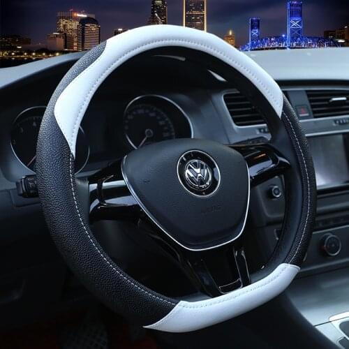 D Shape Leather Car Steering Wheel Cover Four Seasons Steering Wheel Hubs for VW GOLF 7 8 2015 POLO JATTA Interior Accessories