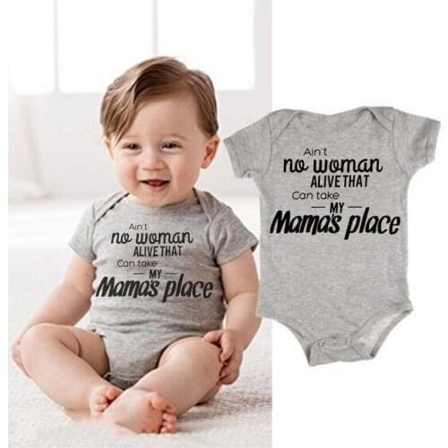 Newborn Infant Babys Boys Girls Romper Ain't No Women Alive That Can Take My Mamas Place Letter Print Jumpsuit Outfits