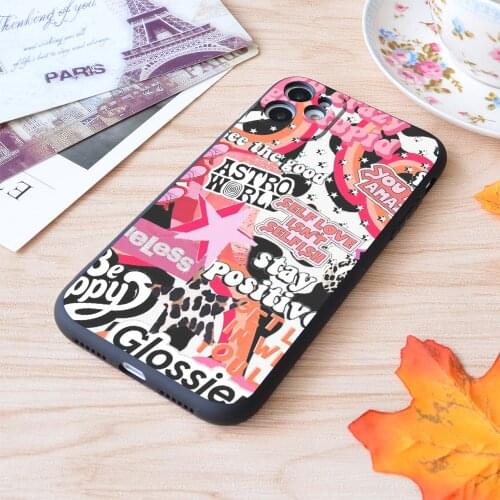 For iPhone Pink Black And White Vsco Collage Montage Print Soft Matt Apple iPhone Case