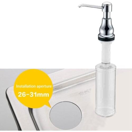320Ml Kitchen Sink Hand Soap Dispenser Bottle, Liquid Under Copper Polished Chrome Head, For Bathroom And Kitchen