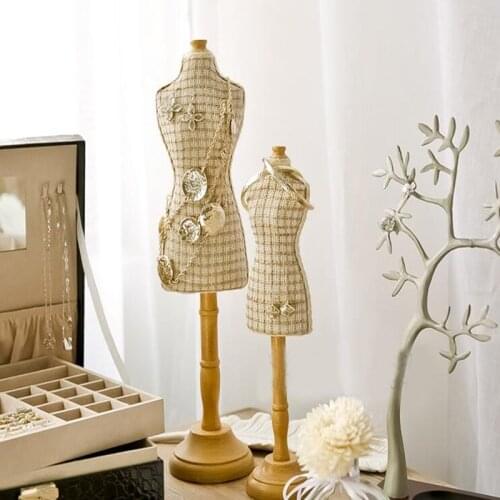 Two size cotton linen fabric white model Jewelry Stand mannequin body Necklace Display Holder Ring storage jewelry rack 1pc D190