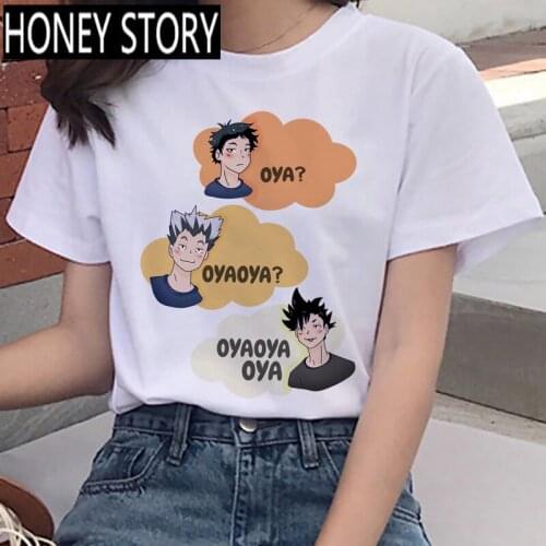 Japanese Anime Haikyuu T Shirt Women/Men Summer Tops Kuroo Cartoon T-shirt Summer Kawaii Fly High Graphic Printed Tees Male