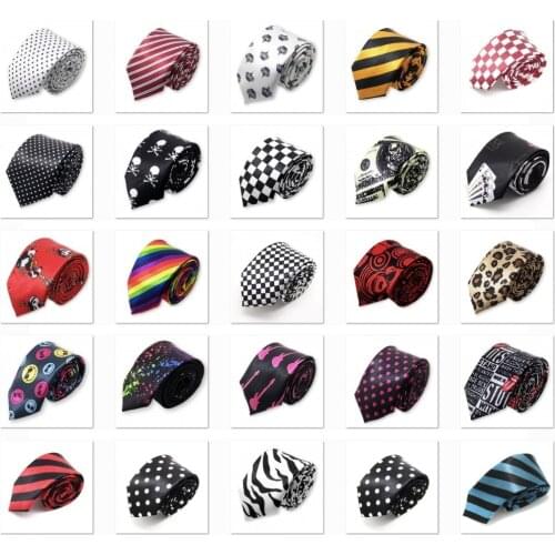 Polyester Neck tie Pattern Print plaid Narrow Skinny Ties for Men accessories Party Gift Stripe gravata slim 5cm