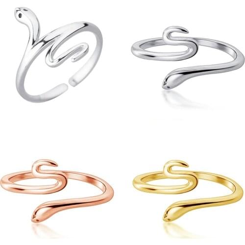 INZATT Real 925 Sterling Silver Snake Adjustable Ring For Fashion Woman Party Minimalist Animal Fine Jewelry Punk Accessories