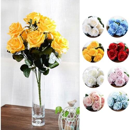 10 Heads French Rose Artificial Flowers Floral Bouquet Fake Flower Arrange Table Wedding Flowers Decor Party accessory Flores