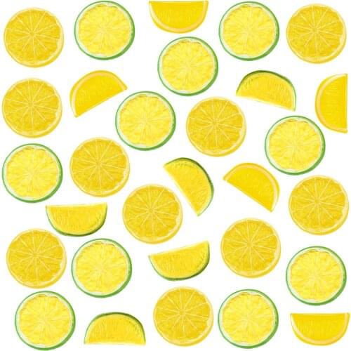 Artificial Lemon Slices 50 Pcs For Decoration Kitchen Room Party Simulation Realistic Photography Props Plastic Fake Fruit