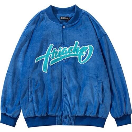 KIOVNO Men Hip Hop Velvet Embroidery Baseball Jackets Streetwear Letter Pattern Harakuju Outwear Tops For Male Brabd Designer