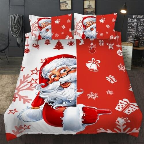 3D Christmas Santa Claus Bedding Sets Bed Linens Soft Comfortable Pillowcases Bedclohes AU Double US Queen Duvet Cover Set
